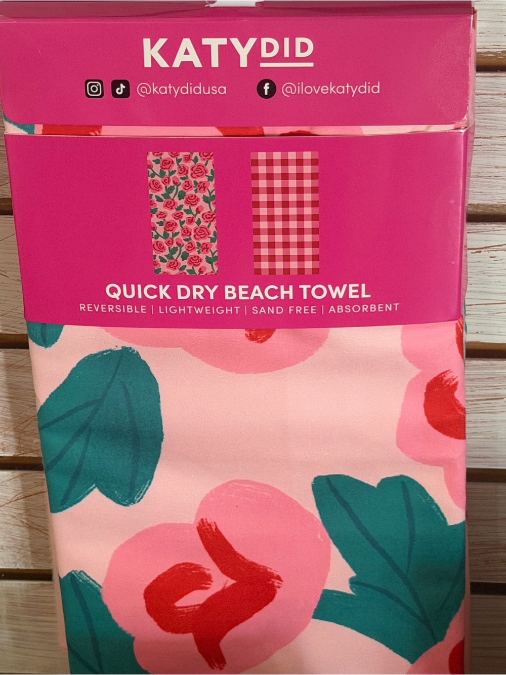 Katydid Pink Floral Reversible Quick Dry Beach Towel